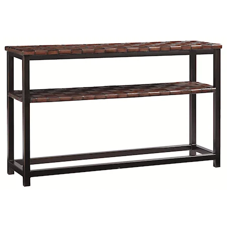 Dominique Console Table with Metal Base and Leather Top